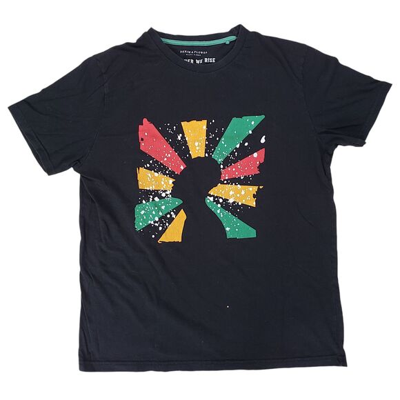 Denim & Flower Ricky Singh Together We Rise Shirt Mens Medium Black Crew Neck - Picture 2 of 6